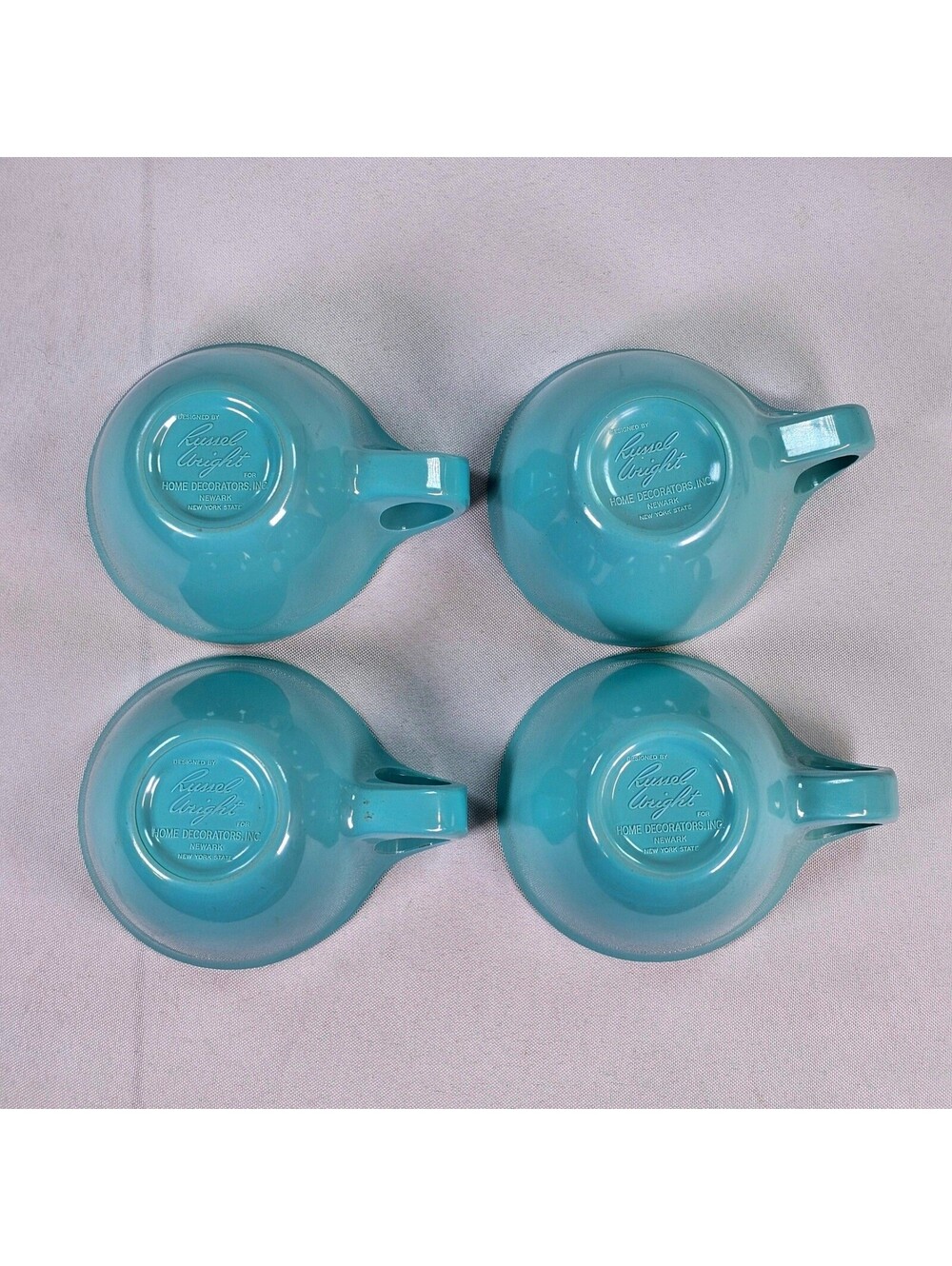 Vtg Russel Wright Home Decorators Turquoise MelamineMCM Coffee Cups Residential